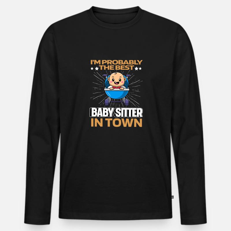 Babysitter Witzig - Männer Premium Bio Langarmshirt - Schwarz