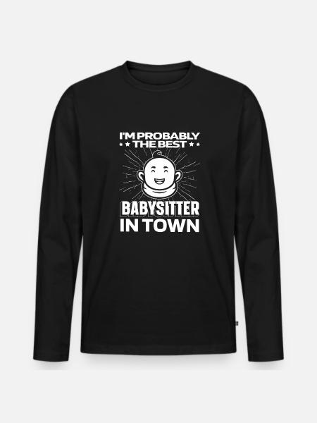 Babysitter funny - Men's Premium Organic Long Sleeve Shirt - black