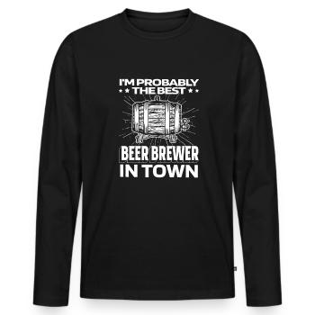 Hobby Brewer Bière artisanale Bière Baril - T-shirt manches longues Premium bio Homme - noir - Devant - Nico (187cm)