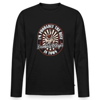 Baseball Witzig - Männer Premium Bio Langarmshirt - Schwarz - Vorne - Nico (187cm)