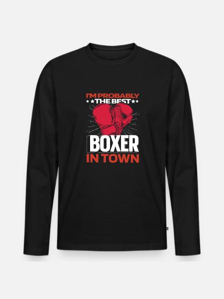 Boxing Boxer Funny - Men's Premium Organic Long Sleeve Shirt - black