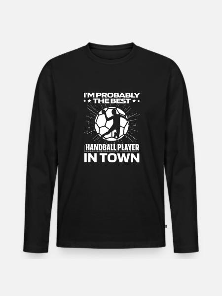 Handball Handball Player Funny - Men's Premium Organic Long Sleeve Shirt - black
