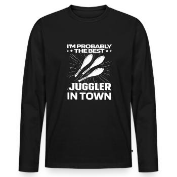 Jonglieren Jongleur Lustig - Männer Premium Bio Langarmshirt - Schwarz - Vorne - Nico (187cm)
