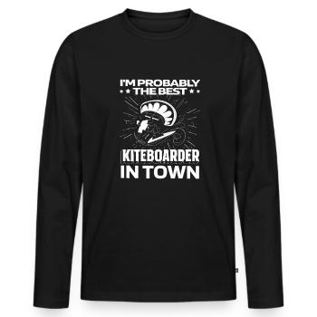 Kitesurfer Kitesurf Kitesurf Drôle - T-shirt manches longues Premium bio Homme - noir - Devant - Nico (187cm)