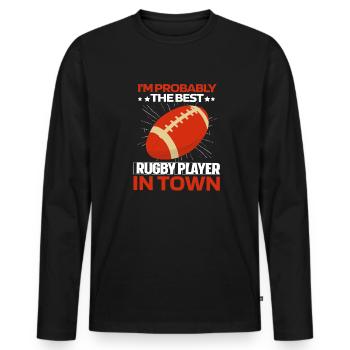 Rugby - Men's Premium Organic Long Sleeve Shirt - black - Front - Nico (187cm)