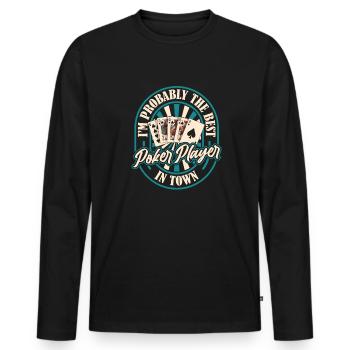 Poker - T-shirt manches longues Premium bio Homme - noir - Devant - Nico (187cm)