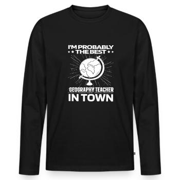 Geography Geographer Witzig - Men's Premium Organic Long Sleeve Shirt - black - Front - Nico (187cm)