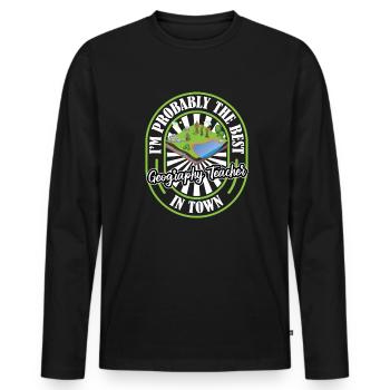 Geography Geographer Lustig - Men's Premium Organic Long Sleeve Shirt - black - Front - Nico (187cm)
