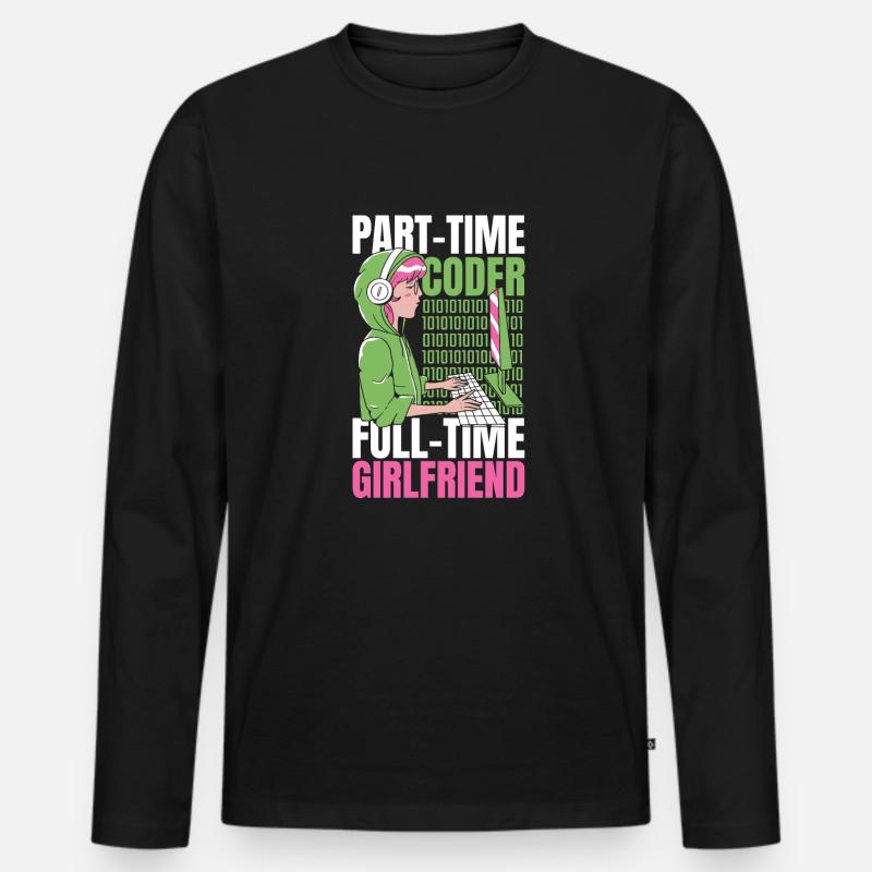 Entwickler Coder Programmierer Feste Freundin - Männer Premium Bio Langarmshirt - Schwarz
