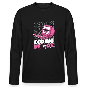 Developer Coder Programmer Mode On - Men's Premium Organic Long Sleeve Shirt - black - Front - Nico (187cm)