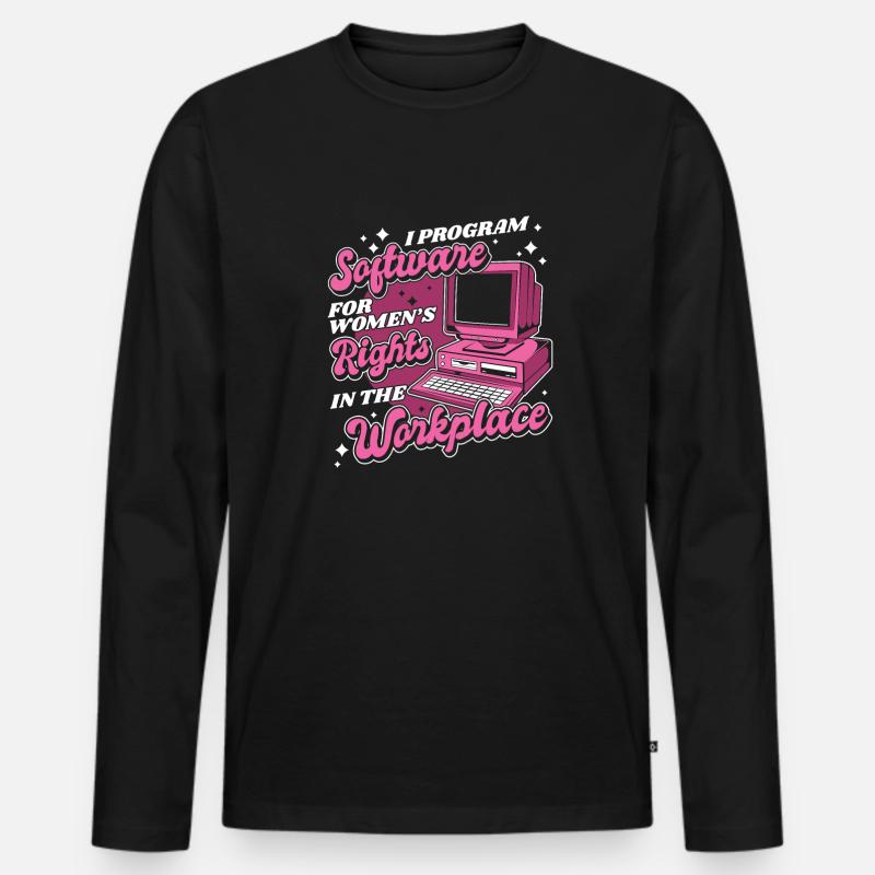 Entwickler Coder Programmierer Arbeitsplatz - Männer Premium Bio Langarmshirt - Schwarz