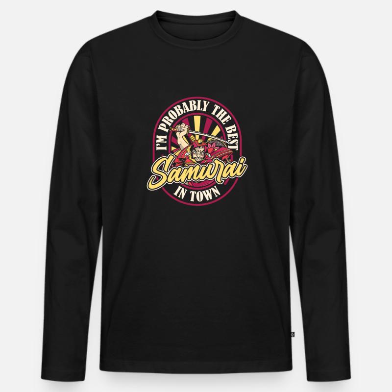 Samurai Katana - Männer Premium Bio Langarmshirt - Schwarz