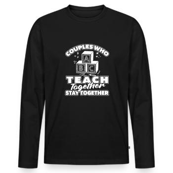 Enseignante maternelle Couple d’assistantes maternelles - T-shirt manches longues Premium bio Homme - noir - Devant - Nico (187cm)