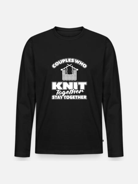 Stricken Paar - Männer Premium Bio Langarmshirt - Schwarz