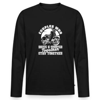 Motorroller Paar - Männer Premium Bio Langarmshirt - Schwarz - Vorne - Nico (187cm)