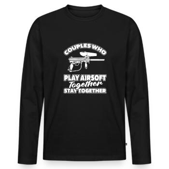Paire Airsoft - T-shirt manches longues Premium bio Homme - noir - Devant - Nico (187cm)