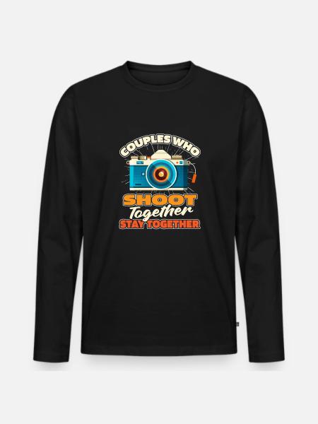 Kameramann Paar - Männer Premium Bio Langarmshirt - Schwarz