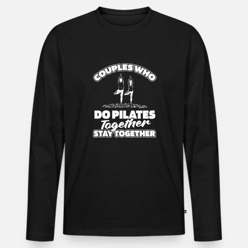 Pilates Paar - Männer Premium Bio Langarmshirt - Schwarz