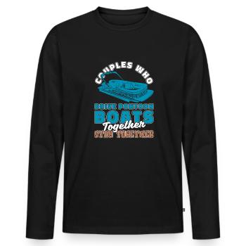 Paire de bateaux pontons - T-shirt manches longues Premium bio Homme - noir - Devant - Nico (187cm)