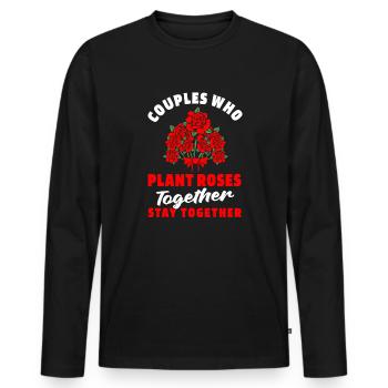 Paire de roses - T-shirt manches longues Premium bio Homme - noir - Devant - Nico (187cm)