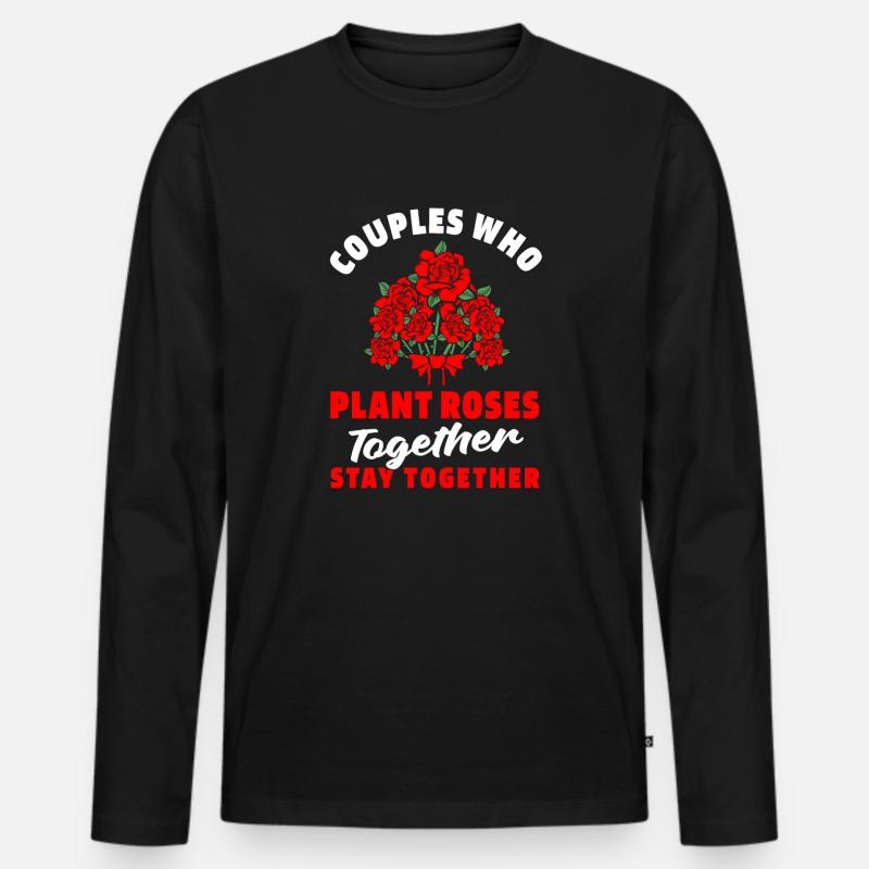 Rosen Paar - Männer Premium Bio Langarmshirt - Schwarz