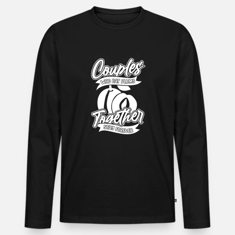 Pflaumen Paar - Männer Premium Bio Langarmshirt - Schwarz