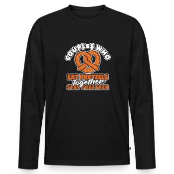 Pretzel Pair - Men's Premium Organic Long Sleeve Shirt - black - Front - Nico (187cm)