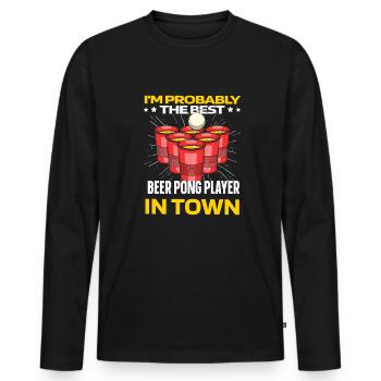 Beerpong Beer Ball Flunky Ball - T-shirt manches longues Premium bio Homme - noir - Devant - Nico (187cm)