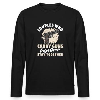 Couple pour les droits des armes à feu - T-shirt manches longues Premium bio Homme - noir - Devant - Nico (187cm)