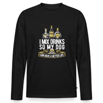 Barman Barman Chien - T-shirt manches longues Premium bio Homme - noir - Devant - Nico (187cm)