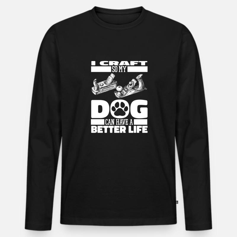 Handwerker Hund - Männer Premium Bio Langarmshirt - Schwarz