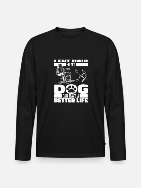 Barber Barbershop Dog - Men's Premium Organic Long Sleeve Shirt - black