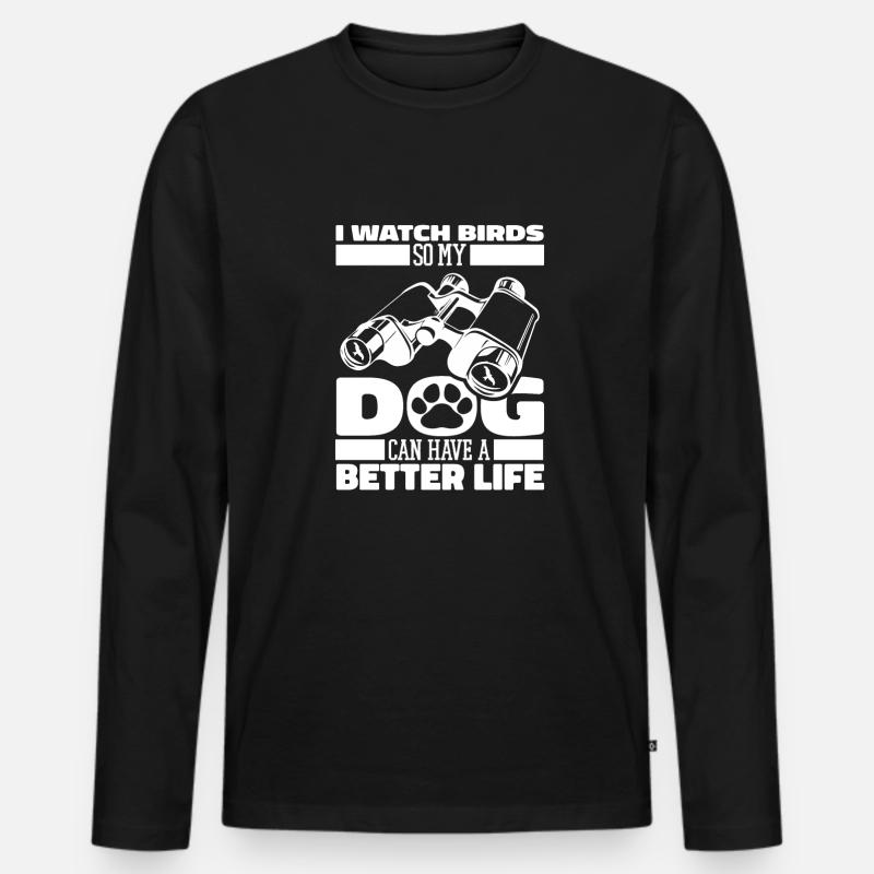 Vogelbeobachter Hund - Männer Premium Bio Langarmshirt - Schwarz