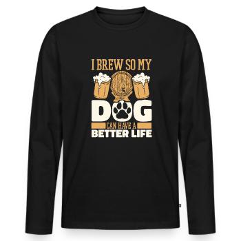 Hobby Brewer Beer Craft Beer Dog - Men's Premium Organic Long Sleeve Shirt - black - Front - Nico (187cm)