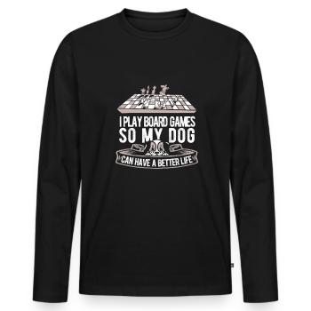 Board game board game dog - Men's Premium Organic Long Sleeve Shirt - black - Front - Nico (187cm)