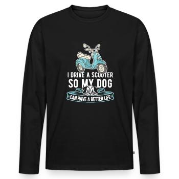 Motorroller Hund - Männer Premium Bio Langarmshirt - Schwarz - Vorne - Nico (187cm)
