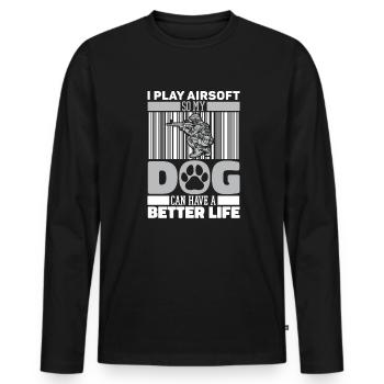 Airsoft Chien - T-shirt manches longues Premium bio Homme - noir - Devant - Nico (187cm)