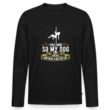 Chien de Pole Dancing - T-shirt manches longues Premium bio Homme - noir - Devant - Nico (187cm)