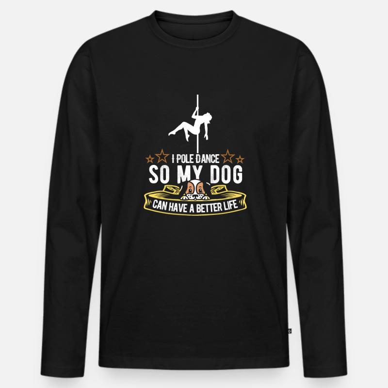 Pole Dancing Hund - Männer Premium Bio Langarmshirt - Schwarz