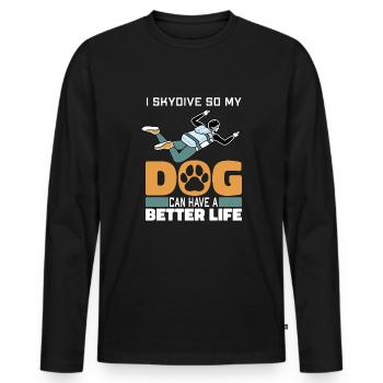Chien parachutiste parachutiste - T-shirt manches longues Premium bio Homme - noir - Devant - Nico (187cm)