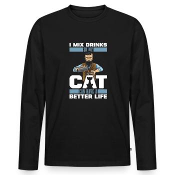 Barman Barman Cat Barman - T-shirt manches longues Premium bio Homme - noir - Devant - Nico (187cm)