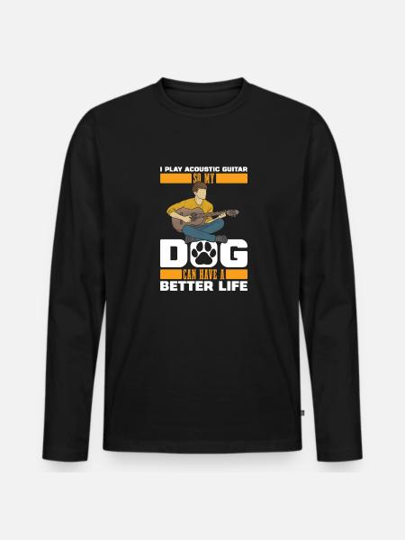 Acoustic Guitar Dog - Men's Premium Organic Long Sleeve Shirt - black