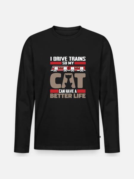Train Driver Train Driver Cat - Men's Premium Organic Long Sleeve Shirt - black