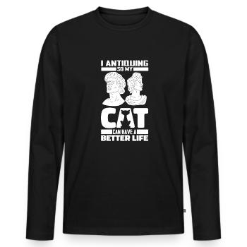 Antiques Antique Dealer Cat - Men's Premium Organic Long Sleeve Shirt - black - Front - Nico (187cm)