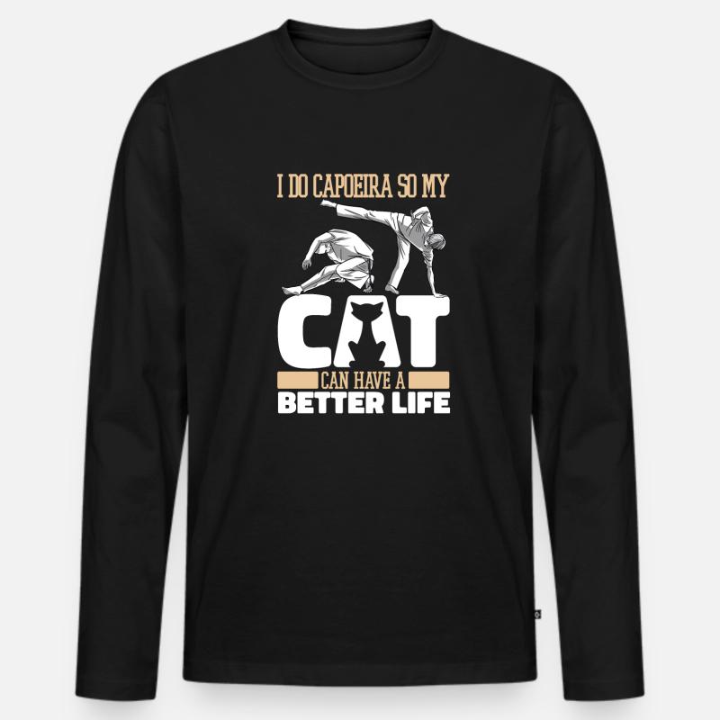 Capoeira Kampftanz Katze - Männer Premium Bio Langarmshirt - Schwarz