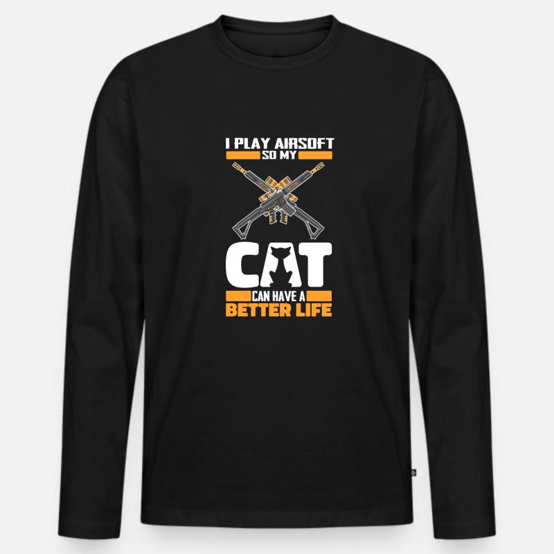 Airsoft Katze - Männer Premium Bio Langarmshirt - Schwarz