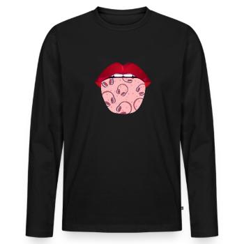 Ingénieur du son Ingénieur du son Langue - T-shirt manches longues Premium bio Homme - noir - Devant - Nico (187cm)