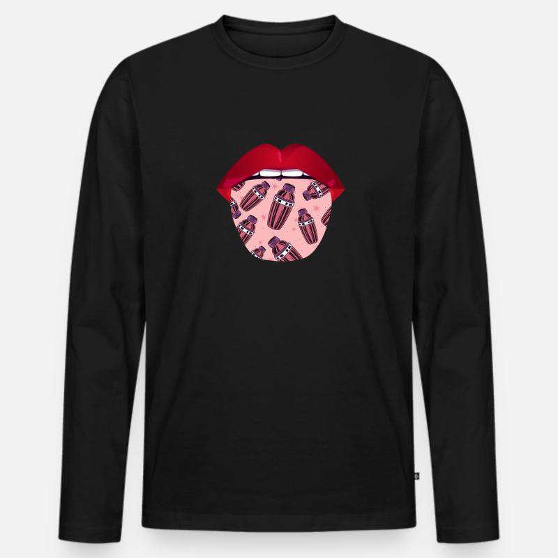 Barkeeper Bartender Zunge - Männer Premium Bio Langarmshirt - Schwarz