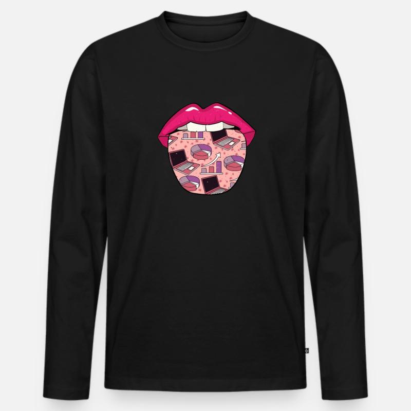 Data Science Data Analyst Lippen - Männer Premium Bio Langarmshirt - Schwarz