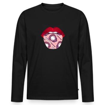 Baseball Zunge - Männer Premium Bio Langarmshirt - Schwarz - Vorne - Nico (187cm)